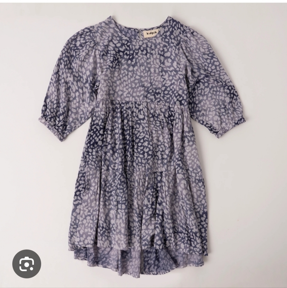 🔥clearance🔥Kidpik Blue and White Animal Print High Low Dress